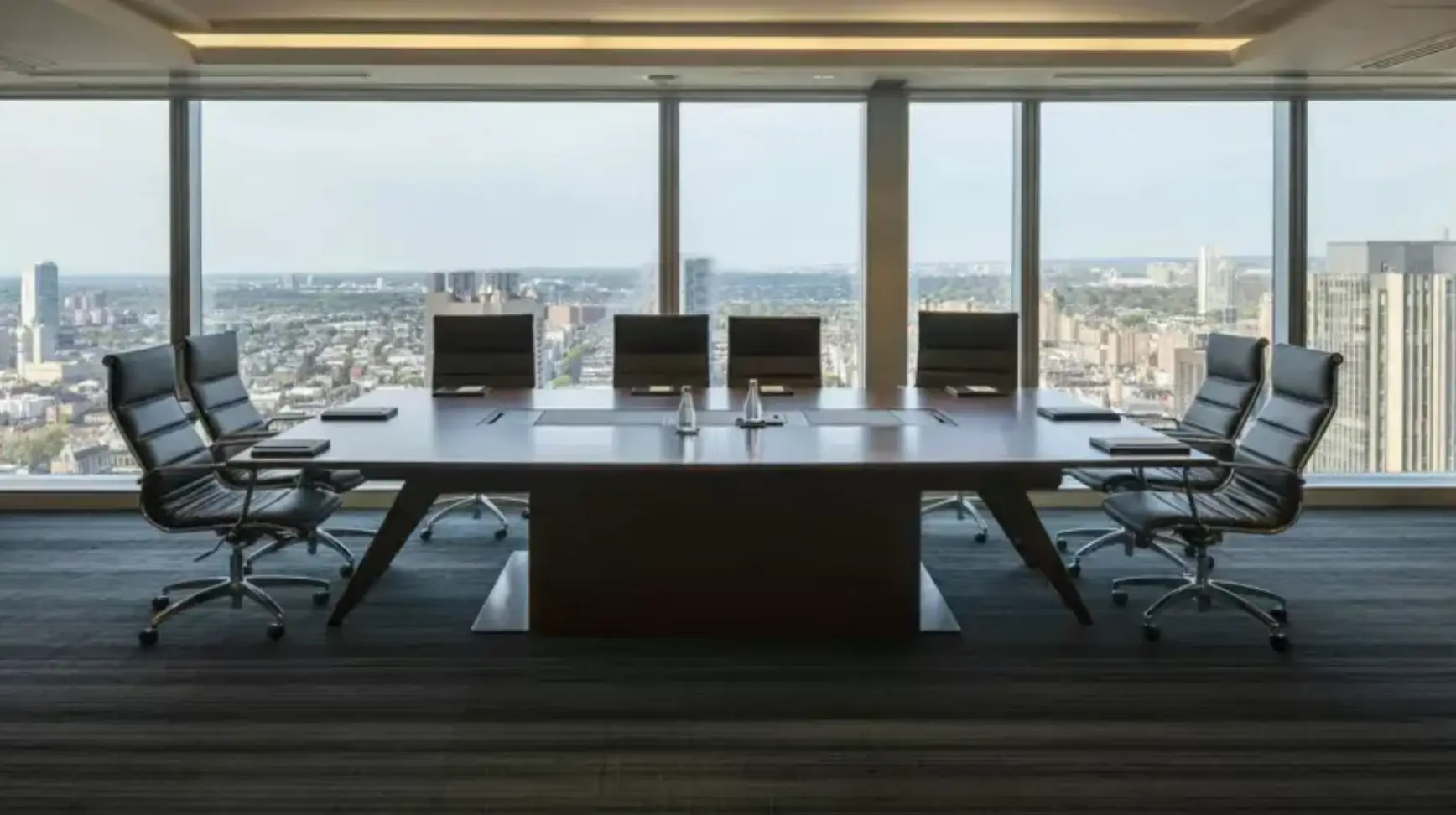 empty boardroom at an RIA firm in high rise office building