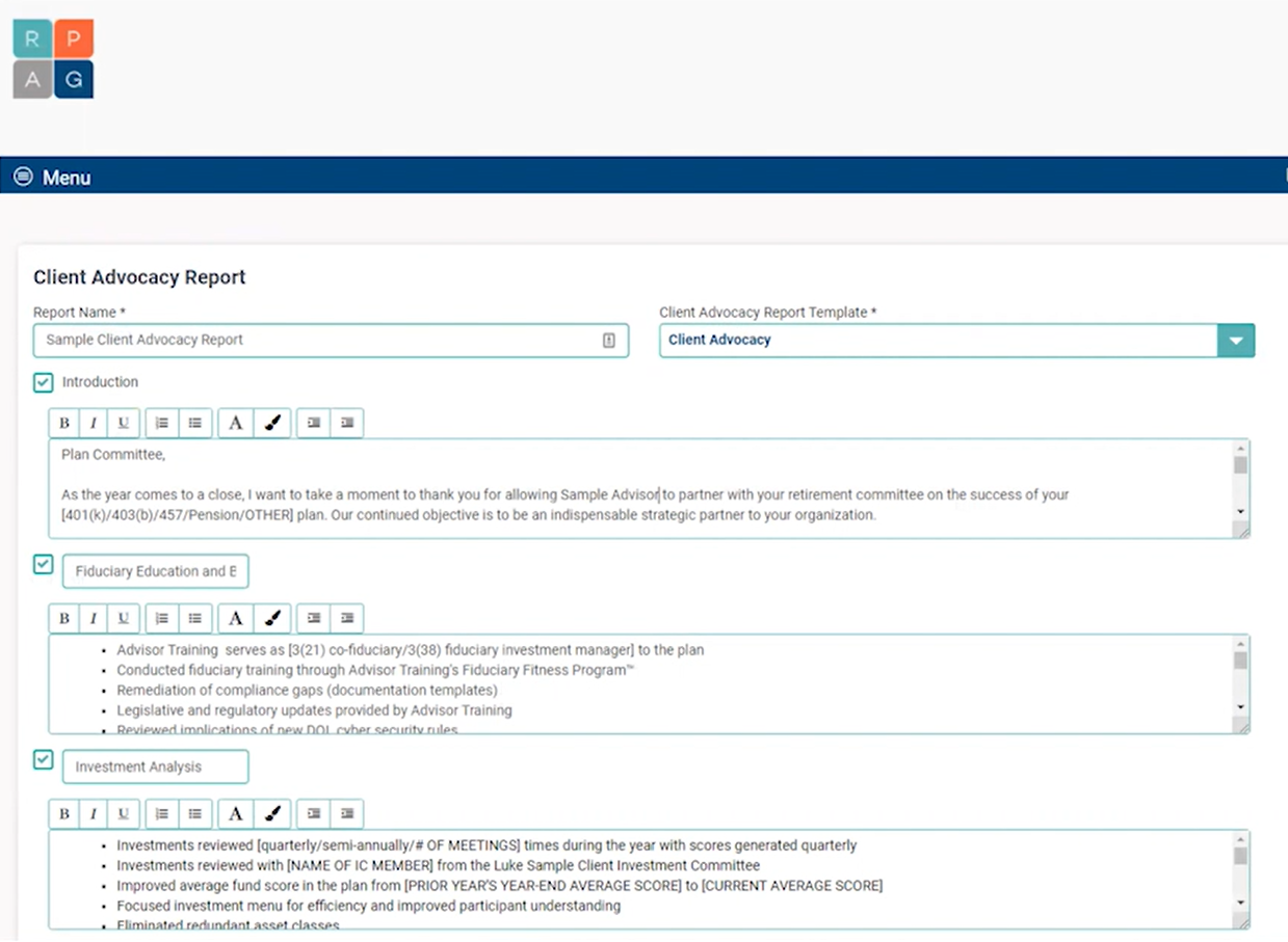 Client Advocacy Report - Report Generation-1