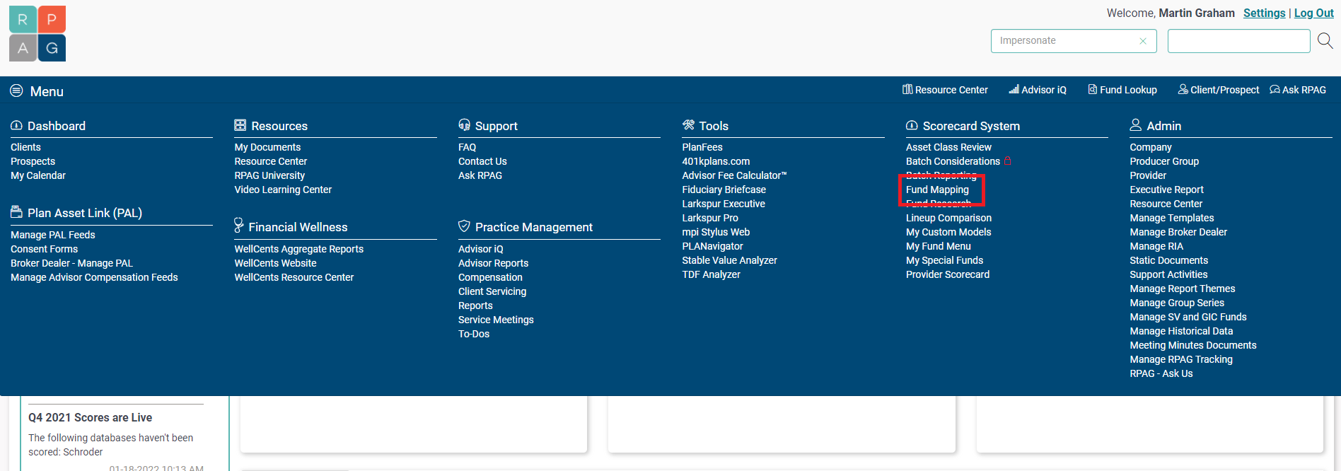 Fund Mapping in RPAG Portal